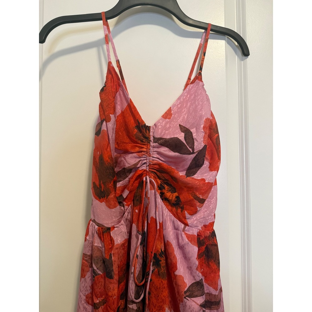 Adelyn Rae Floral Midi Dress Womens Medium Pink Red Excellent Summer Boho - Picture 5 of 13